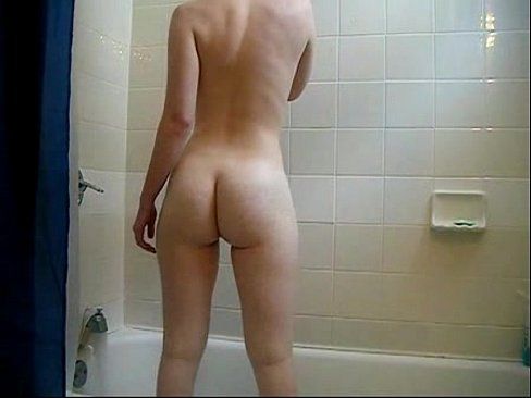 Naked teen showering