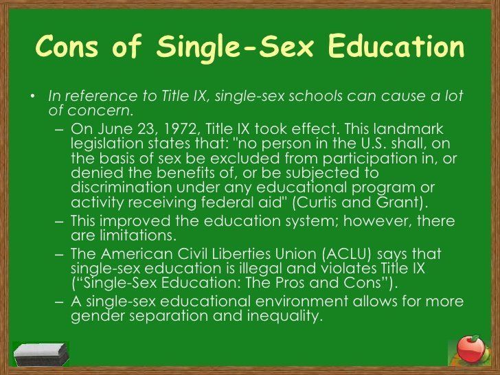 Same sex education pros and cons