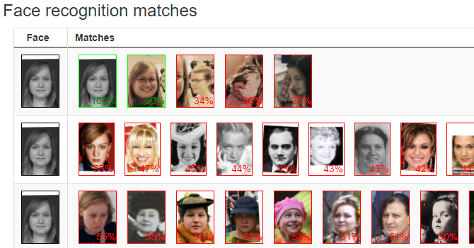 Facial recognition search