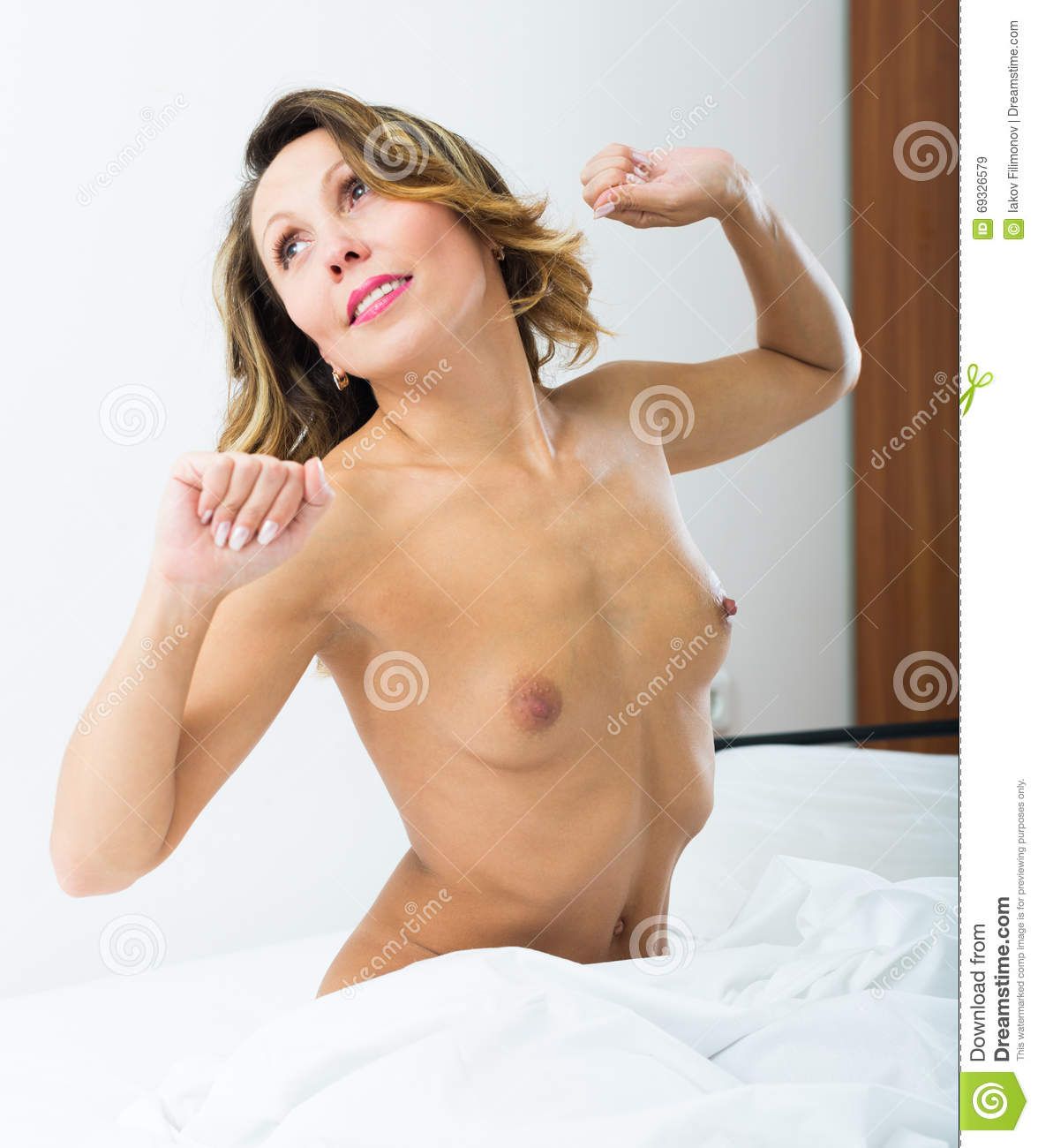 Topless middle aged women