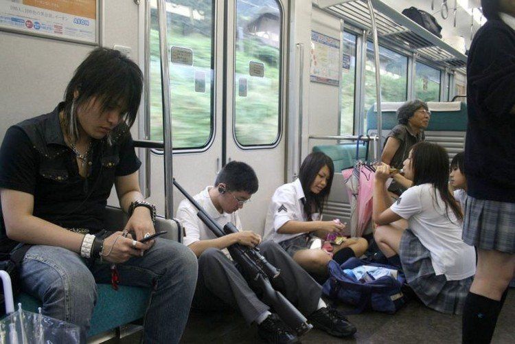 Japanese girls on train