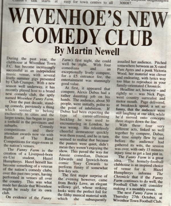 Wivenhoe funny farm comedy club