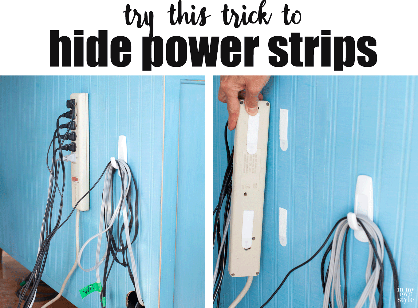 Hide cords from a power strip