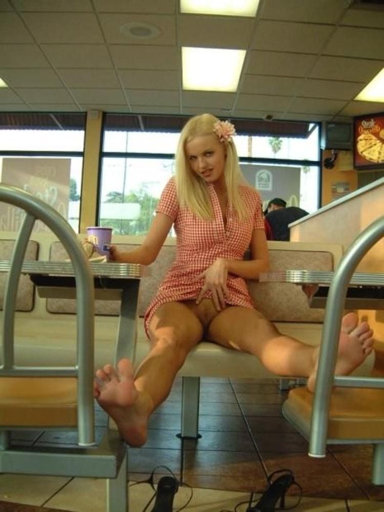 Naked at fast food