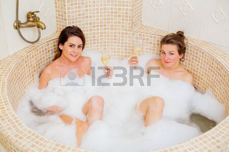 Bath lesbian taking