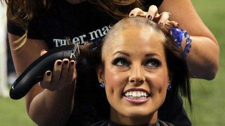 Railroad reccomend Woman gets head shaved