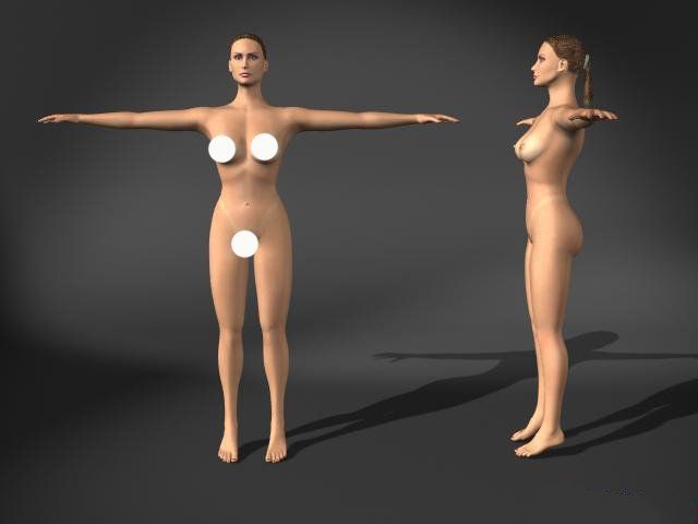 Modeling nude woman