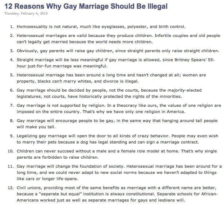Anti gay marriage arguements
