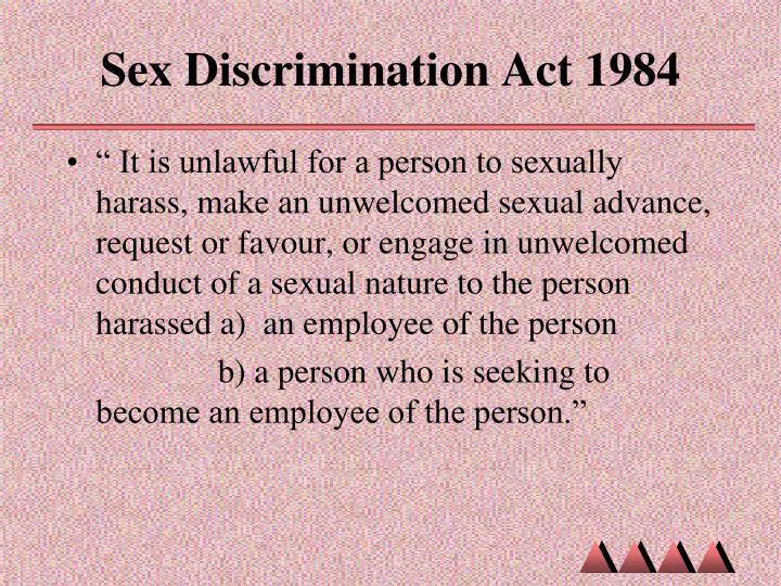Dollface reccomend What is the sex discrimination act 1984