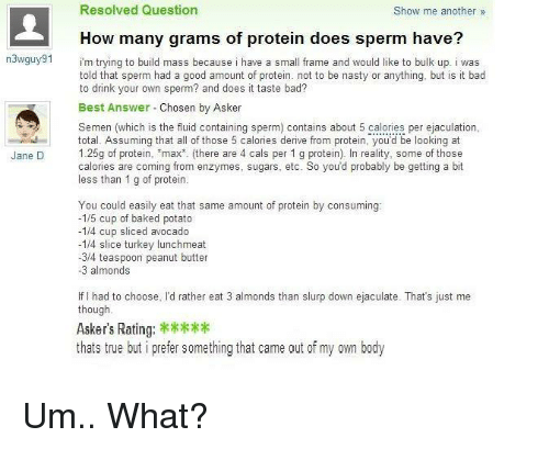 Grams of protein in sperm