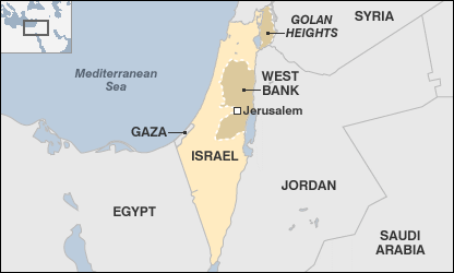 Map of gaza strip and west bank