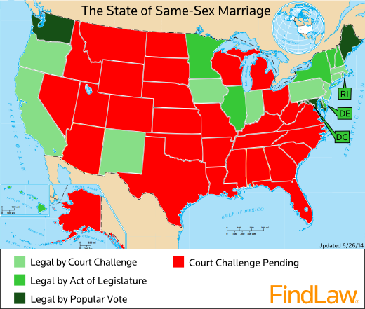 Map of gay marriage states