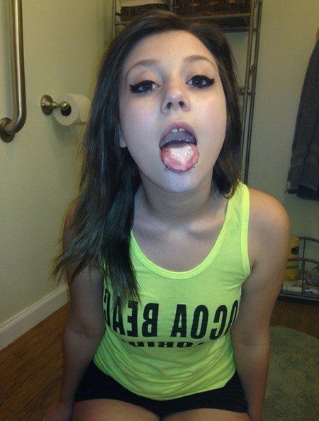 Teen with cum in mouth selfies